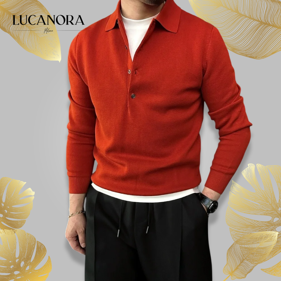 Martino Di Bernardo™ Maglione polo a maniche lunghe in maglia da uomo