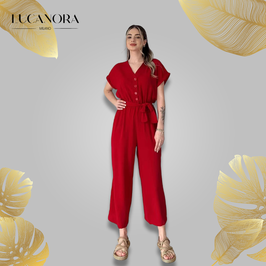 Paulette™ Tuta casual con maniche corte e scollo a V