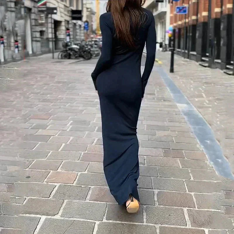 Adeline Rey™ Abito lungo aderente a maniche lunghe
