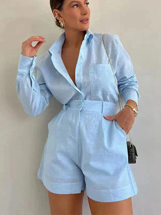 Agata Zullo™ Set di camicetta e pantaloncini casual da donna