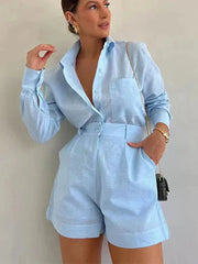 Agata Zullo™ Set di camicetta e pantaloncini casual da donna