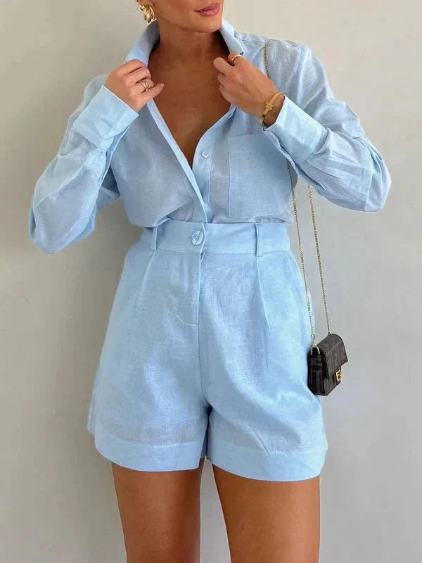 Agata Zullo™ Set di camicetta e pantaloncini casual da donna