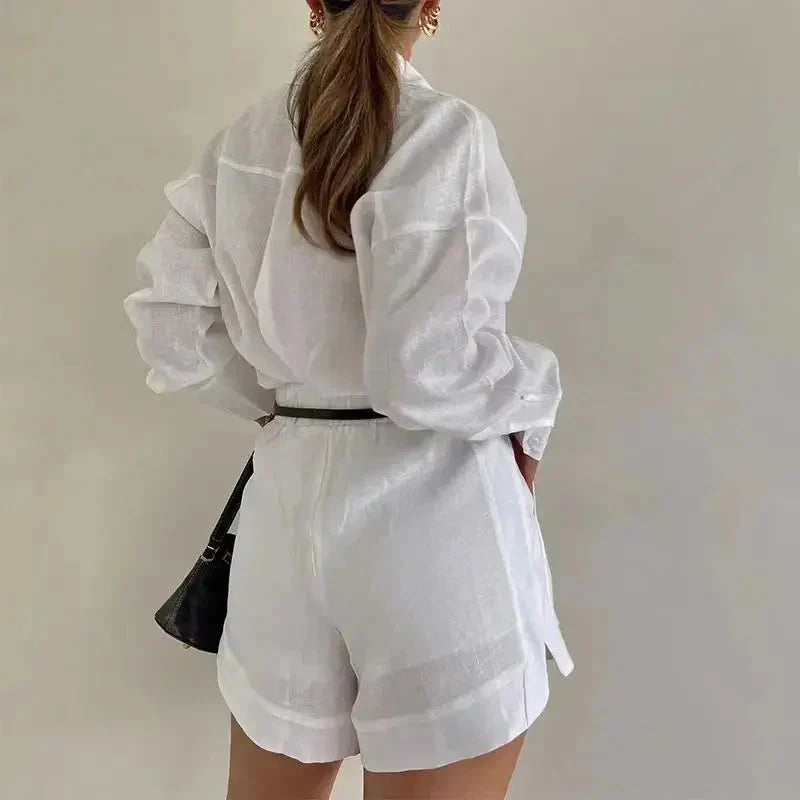 Agata Zullo™ Set di camicetta e pantaloncini casual da donna