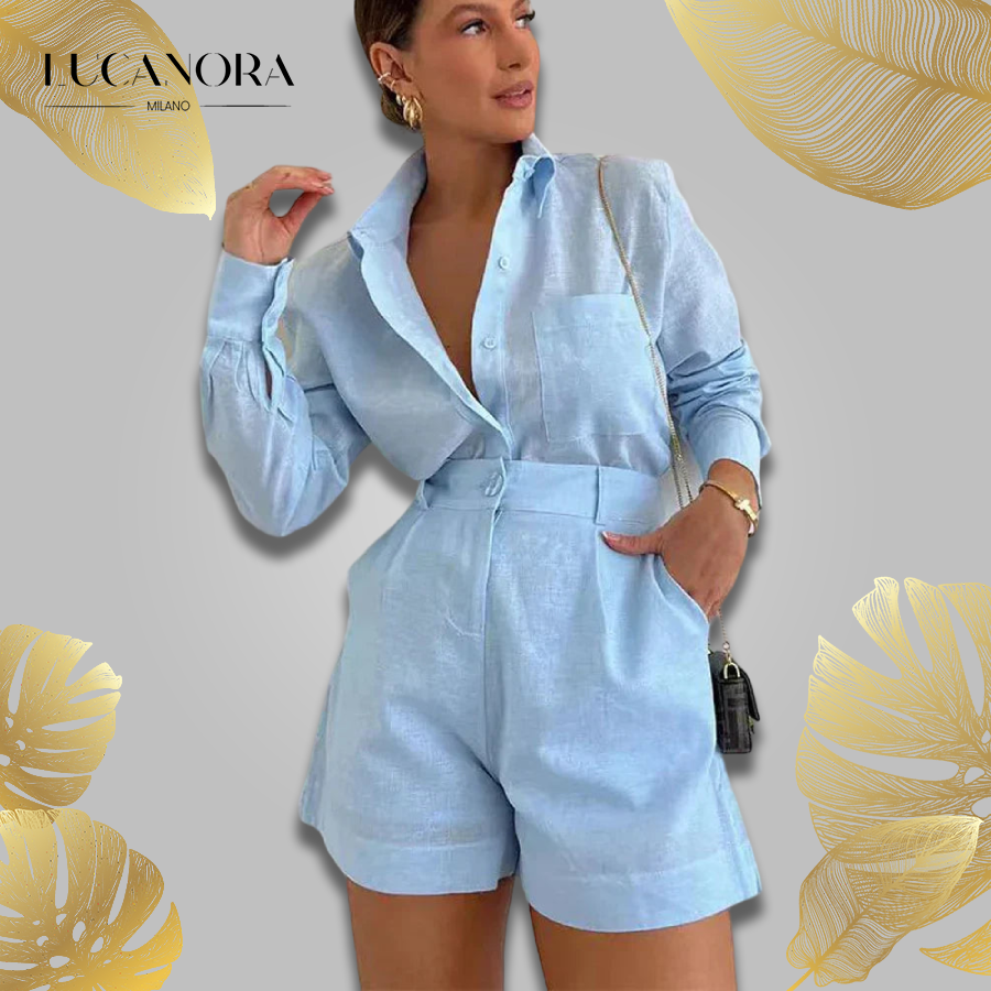 Agata Zullo™ Set di camicetta e pantaloncini casual da donna