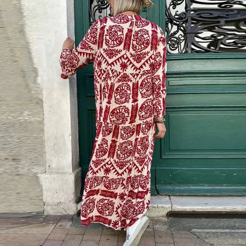 Alice Ruiz™ Abito boho con scollatura e stampa