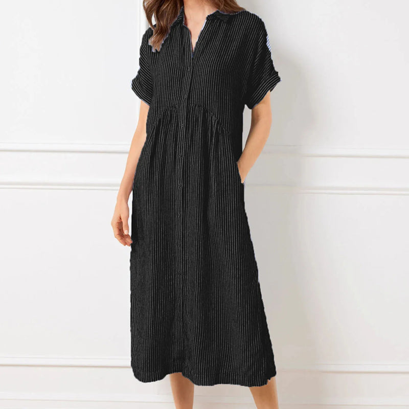 Allegra Altieri™  Abito camicia a righe con revers e bottoni