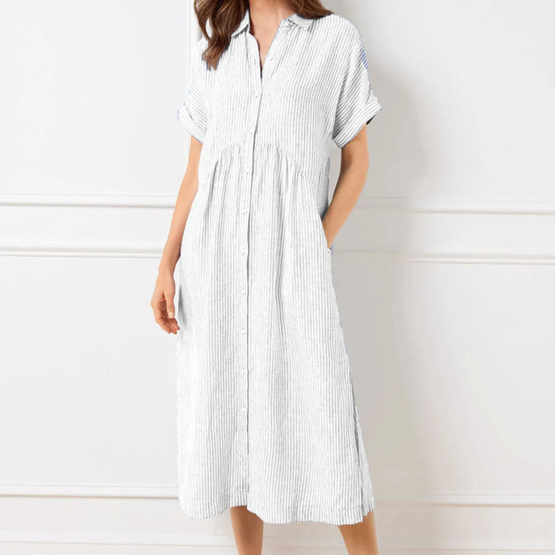 Allegra Altieri™  Abito camicia a righe con revers e bottoni