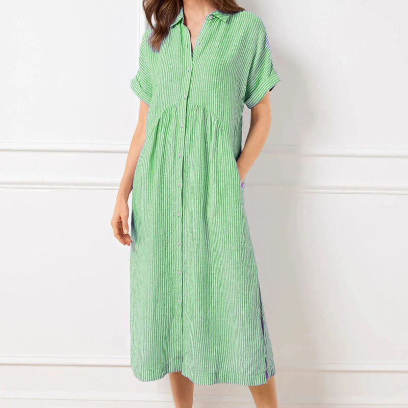 Allegra Altieri™  Abito camicia a righe con revers e bottoni