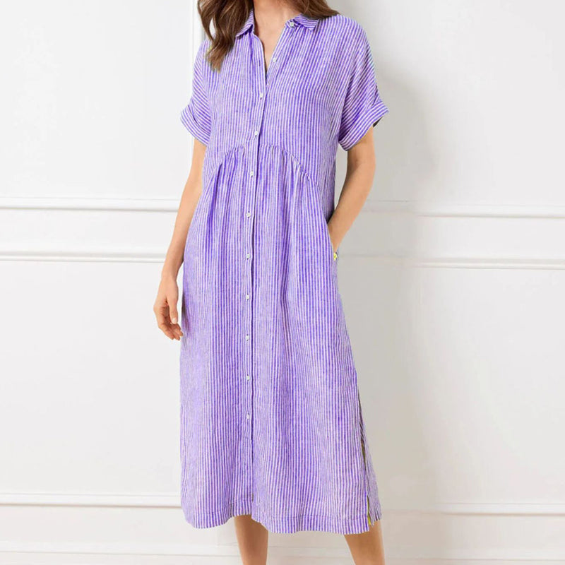 Allegra Altieri™  Abito camicia a righe con revers e bottoni