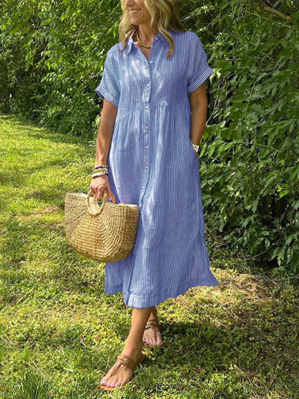 Allegra Altieri™  Abito camicia a righe con revers e bottoni