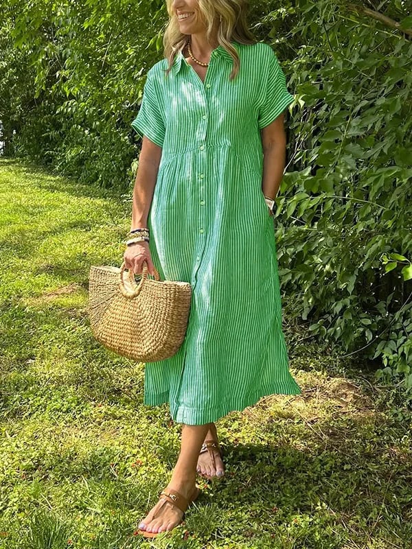 Allegra Altieri™  Abito camicia a righe con revers e bottoni
