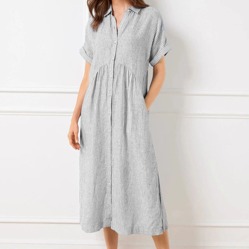 Allegra Altieri™  Abito camicia a righe con revers e bottoni