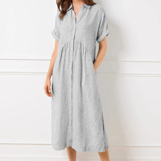 Allegra Altieri™  Abito camicia a righe con revers e bottoni