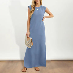 Alma Sunseri™ Maxi abito casual da donna con spacco largo e non stropicciato