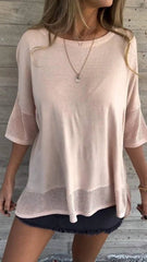Amina Maietta™ T-shirt casual da donna con maniche a 3/4 e scollo rotondo