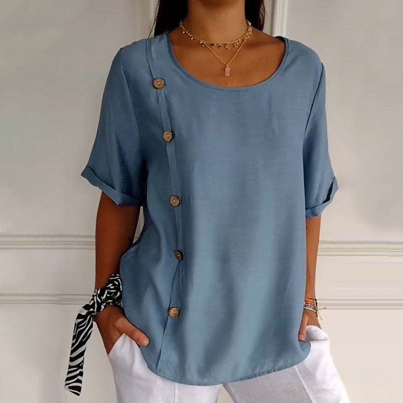 Ave Giangrasso™ Maglia girocollo con bottoni da donna