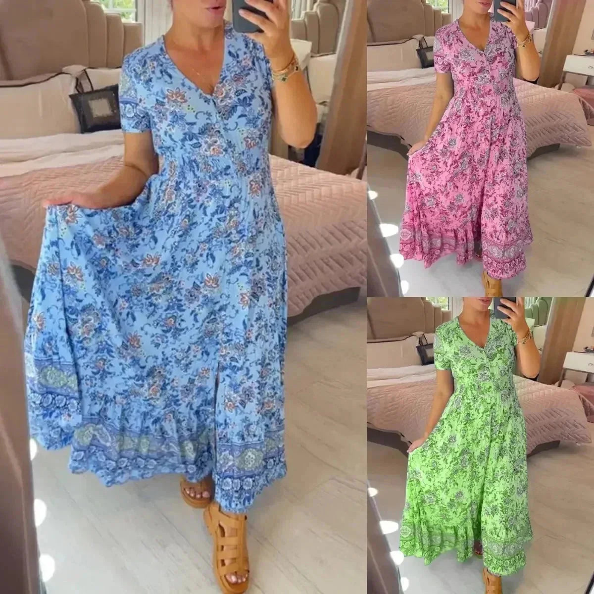 Bonnie™ Abito casual floreale con scollo a V