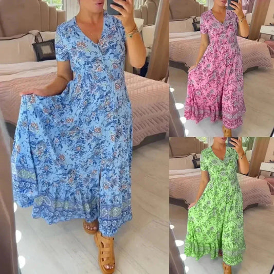 Bonnie™ Abito casual floreale con scollo a V