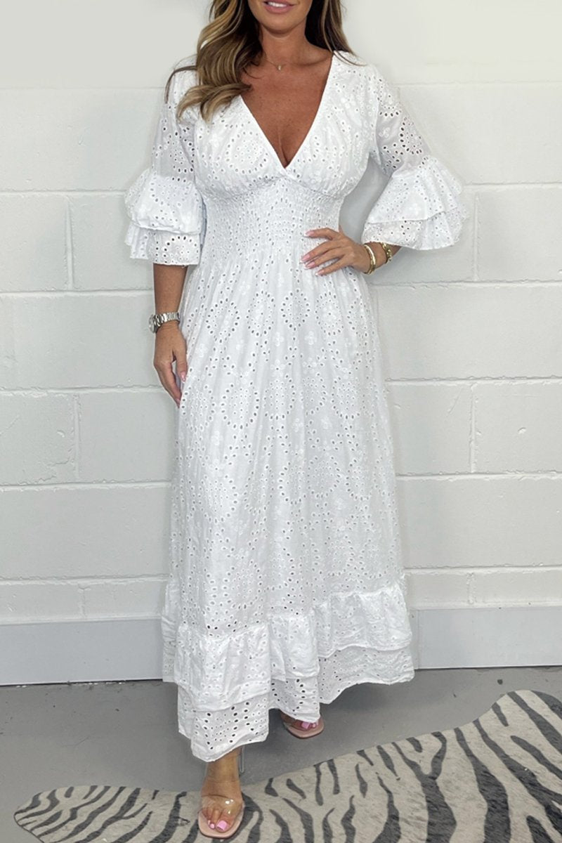 Brigitte Rome™ Abito con scollo a V e motivo floreale