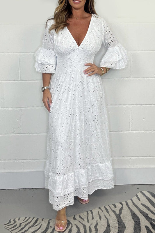 Brigitte Rome™ Abito con scollo a V e motivo floreale