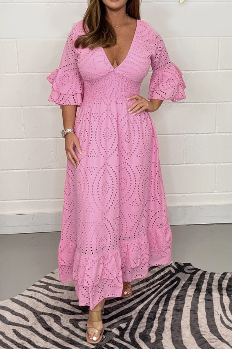 Brigitte Rome™ Abito con scollo a V e motivo floreale