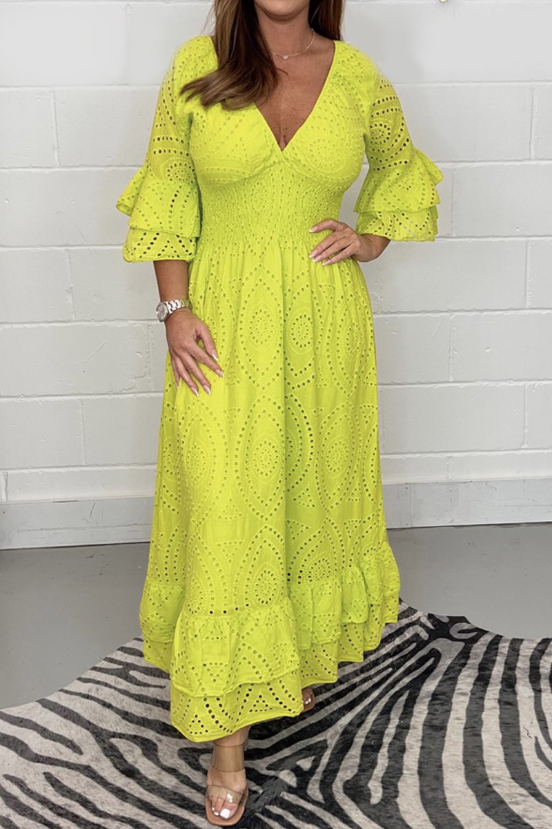 Brigitte Rome™ Abito con scollo a V e motivo floreale
