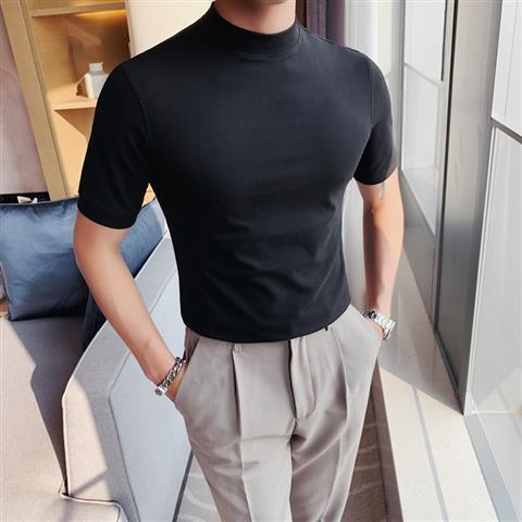 Bruno Bonito™ T-shirt slim fit con collo alto da uomo