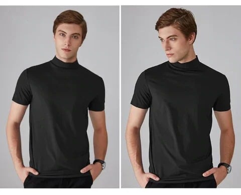 Bruno Bonito™ T-shirt slim fit con collo alto da uomo