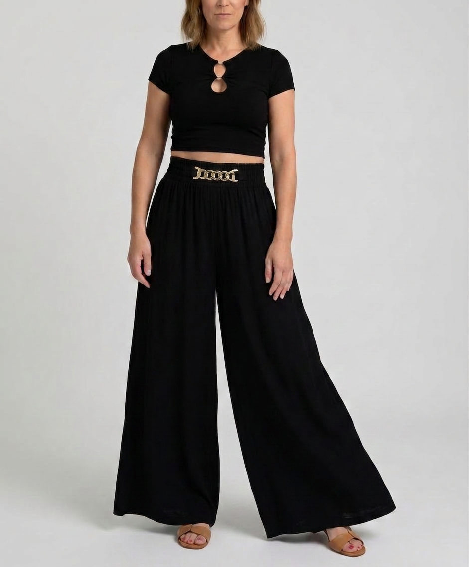 Carmela Catenozzi™ Pantaloni a gamba larga con catena elevated collection
