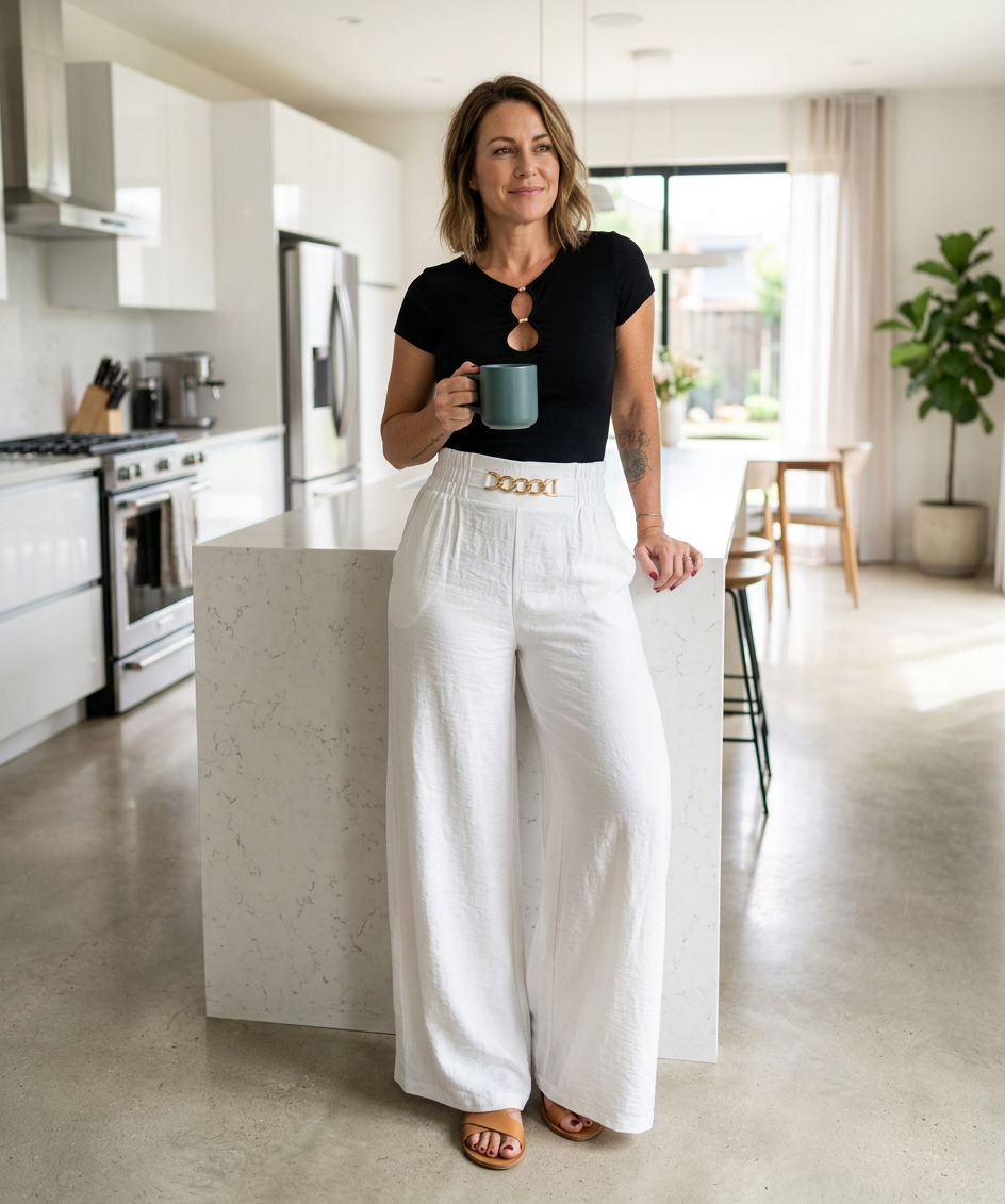 Carmela Catenozzi™ Pantaloni a gamba larga con catena elevated collection