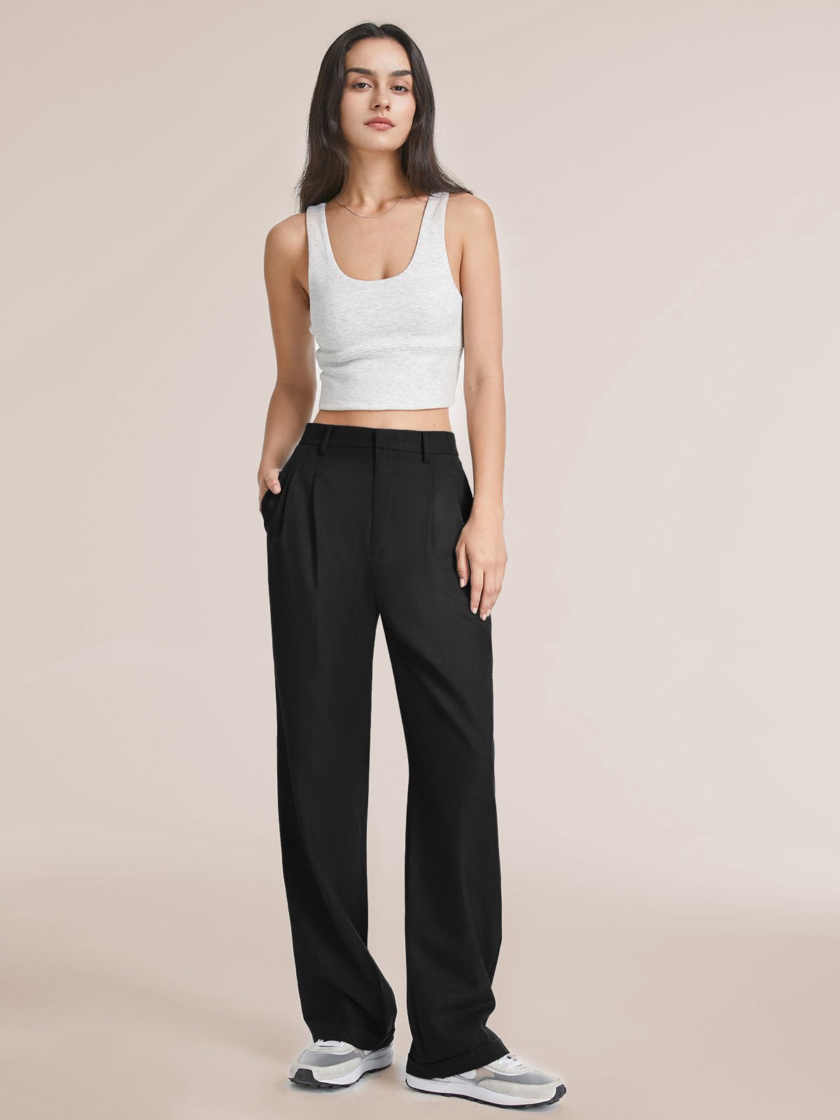 Celine Montclair™️ Pantaloni casual a vita alta con gambe larghe