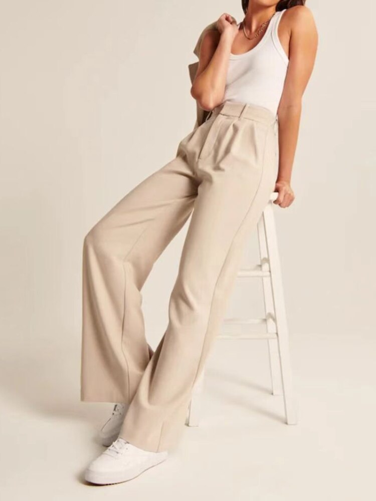 Celine Montclair™️ Pantaloni casual a vita alta con gambe larghe