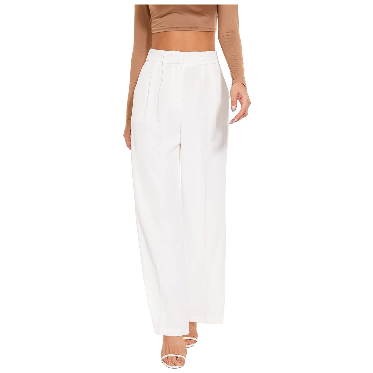 Celine Montclair™️ Pantaloni casual a vita alta con gambe larghe