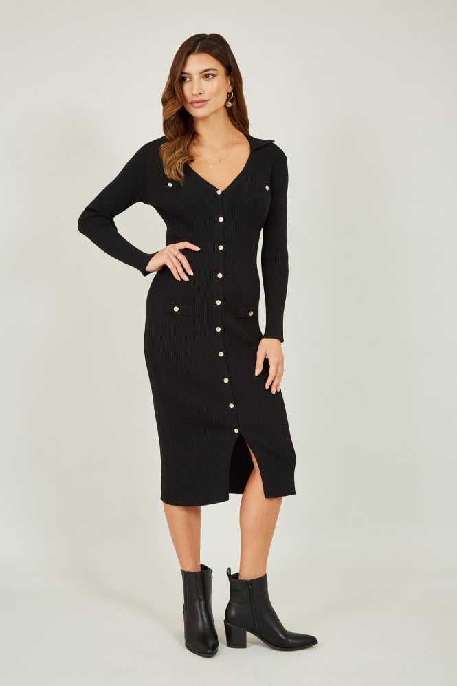 Corazón™ Abito midi in maglia con chiusura a bottoni