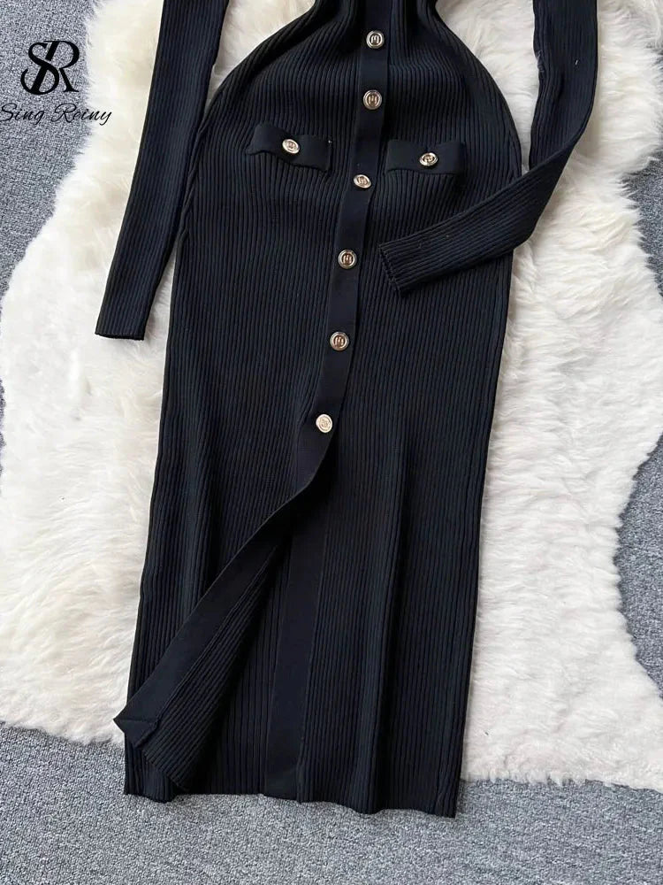Corazón™ Abito midi in maglia con chiusura a bottoni