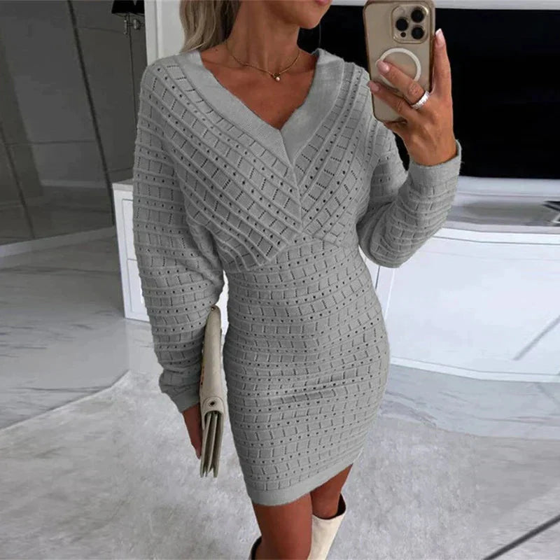 Eloisa™ Abito in maglia a maniche lunghe con scollo a V