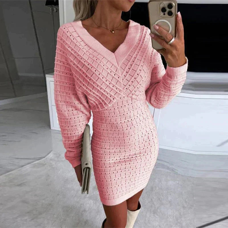 Eloisa™ Abito in maglia a maniche lunghe con scollo a V