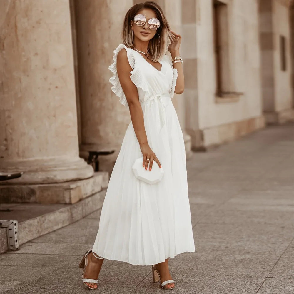 Emma Perito™ Abito plissettato da donna con scollo a V
