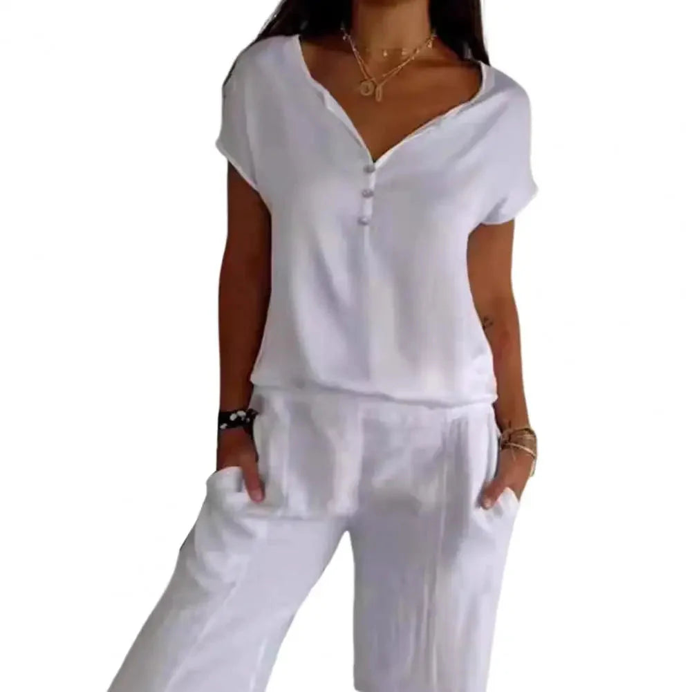 Enide™ T-shirt liscia a maniche corte con scollo a V