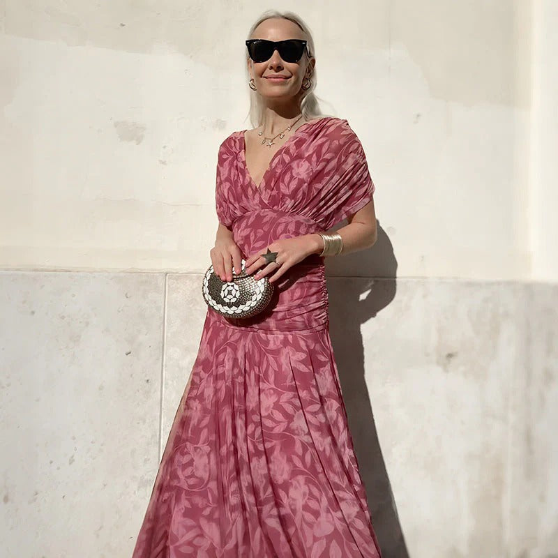 Enrichetta Bellori™ Abito stampato elegante con spalle scoperte