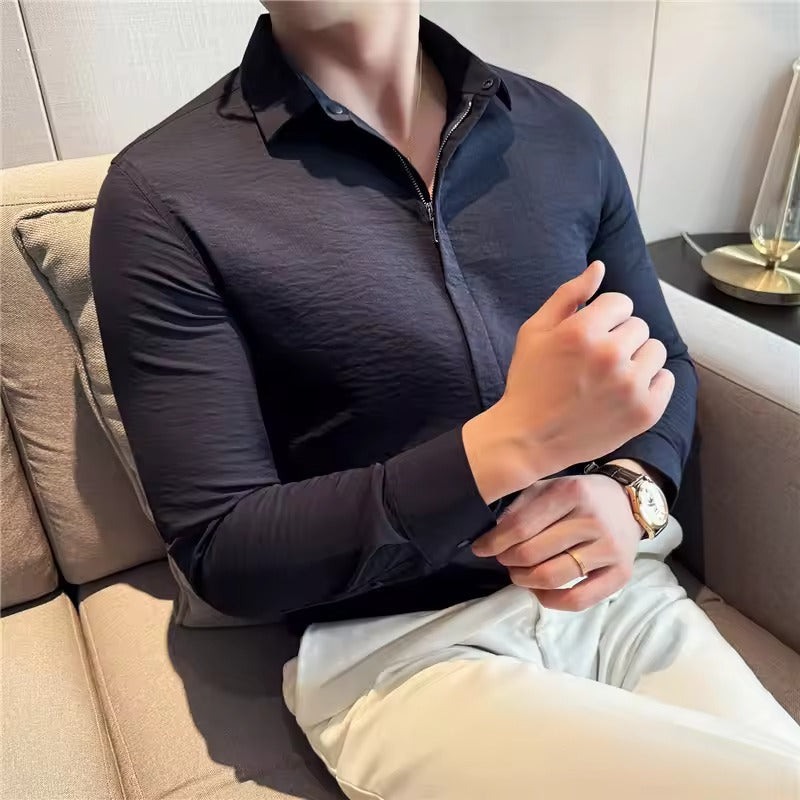 Ermes Santulli™ Camicia a maniche lunghe con cerniera da uomo