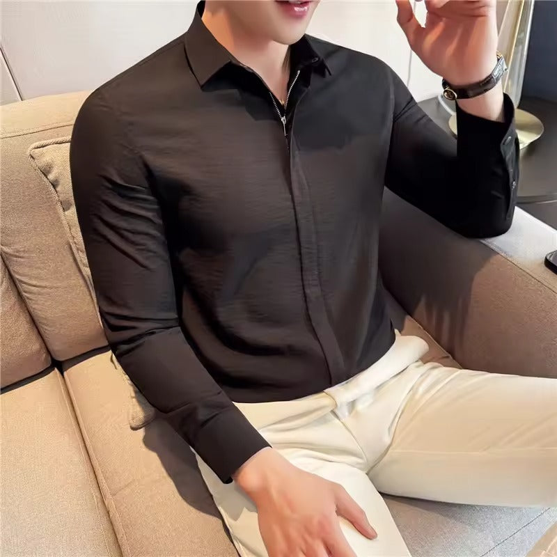 Ermes Santulli™ Camicia a maniche lunghe con cerniera da uomo