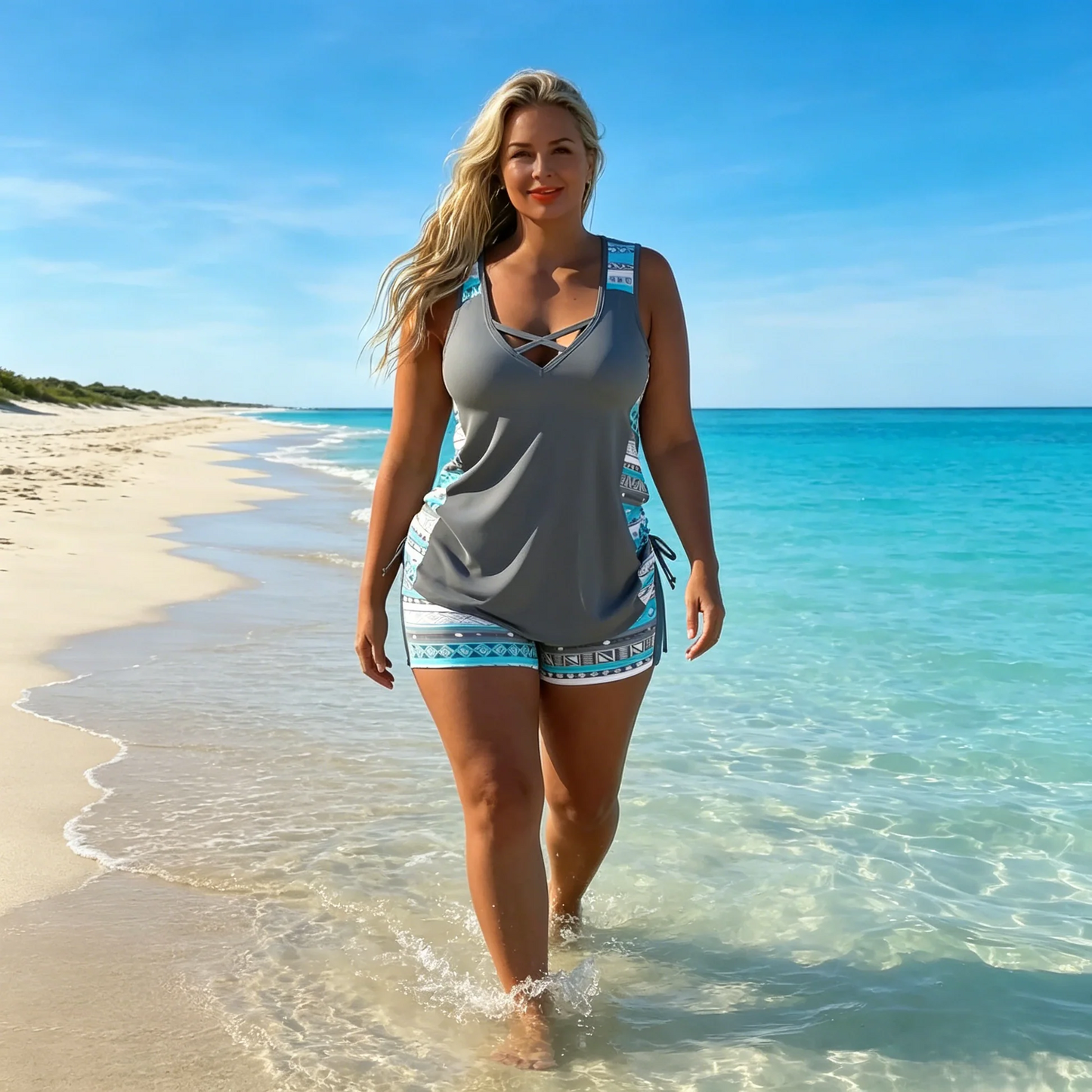 Fausta Borgognini™ Coordinato tankini stampato elegante