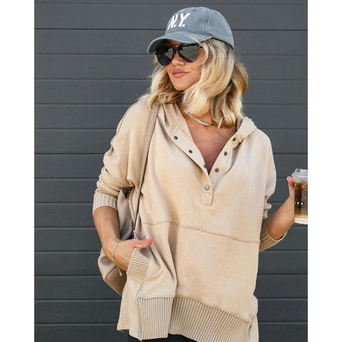 Fina Piccio™️ Felpa oversize con cappuccio e fori per i pollici