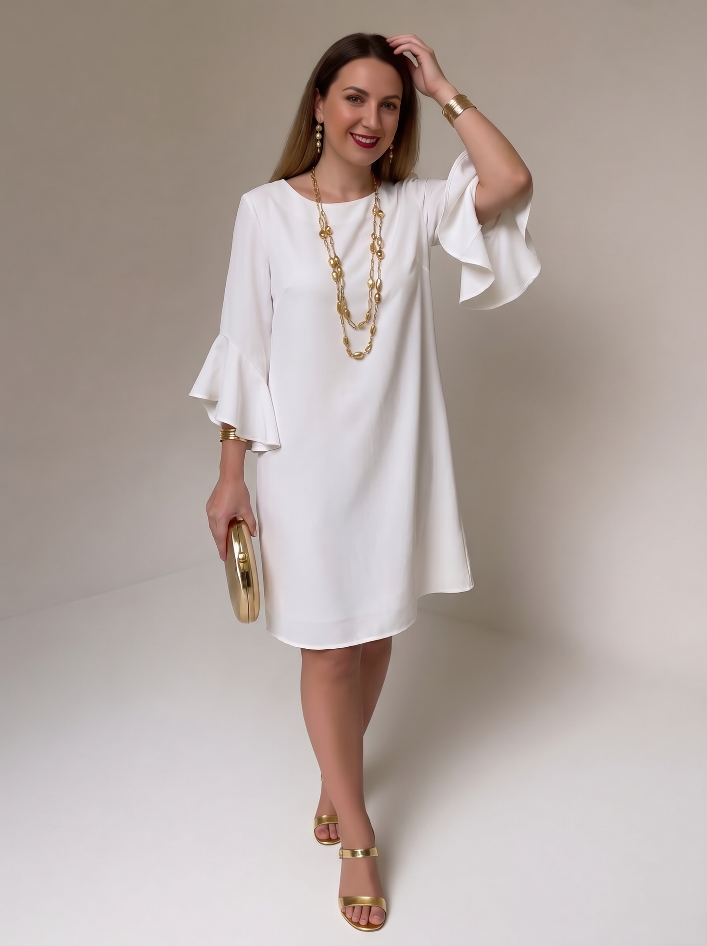 Fiorella Albanese™ Mini abito elegante con maniche a volant