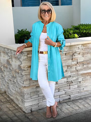 Flora Di Mascio™ Giacca-camicia lunga da donna alla moda