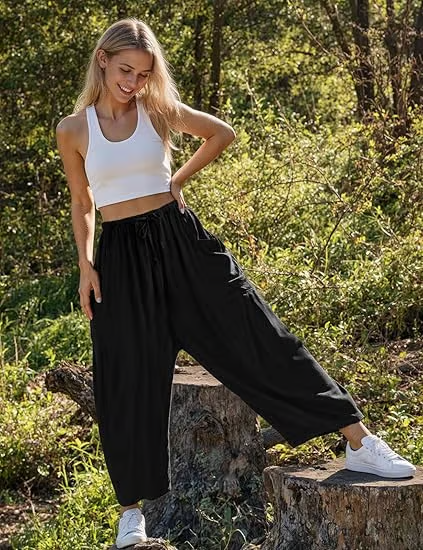 Flora Nunno™ Pantaloni casual a gamba larga da donna