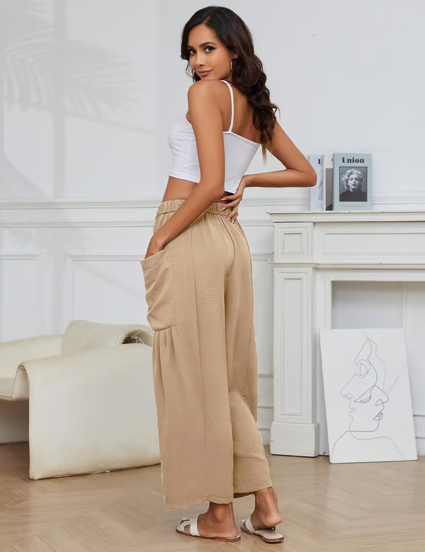 Flora Nunno™ Pantaloni casual a gamba larga da donna