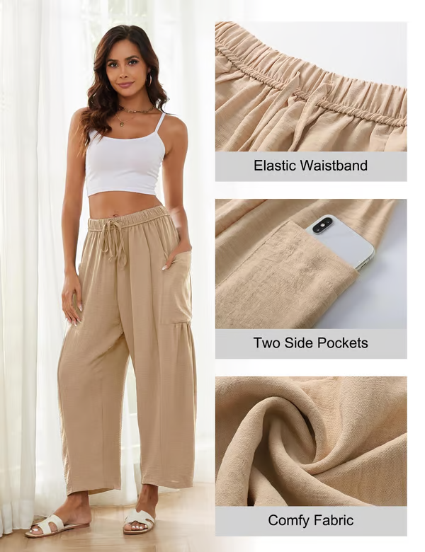 Flora Nunno™ Pantaloni casual a gamba larga da donna