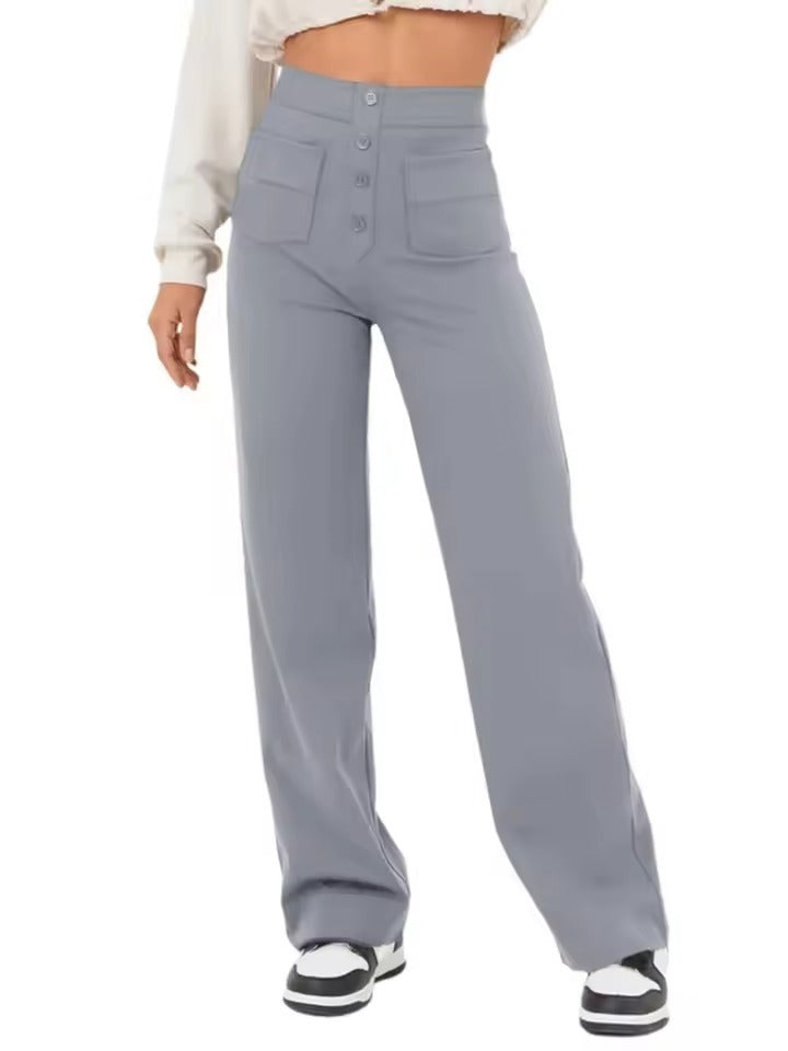 Floridia Parro™ Pantaloni casual elasticizzati a vita alta da donna